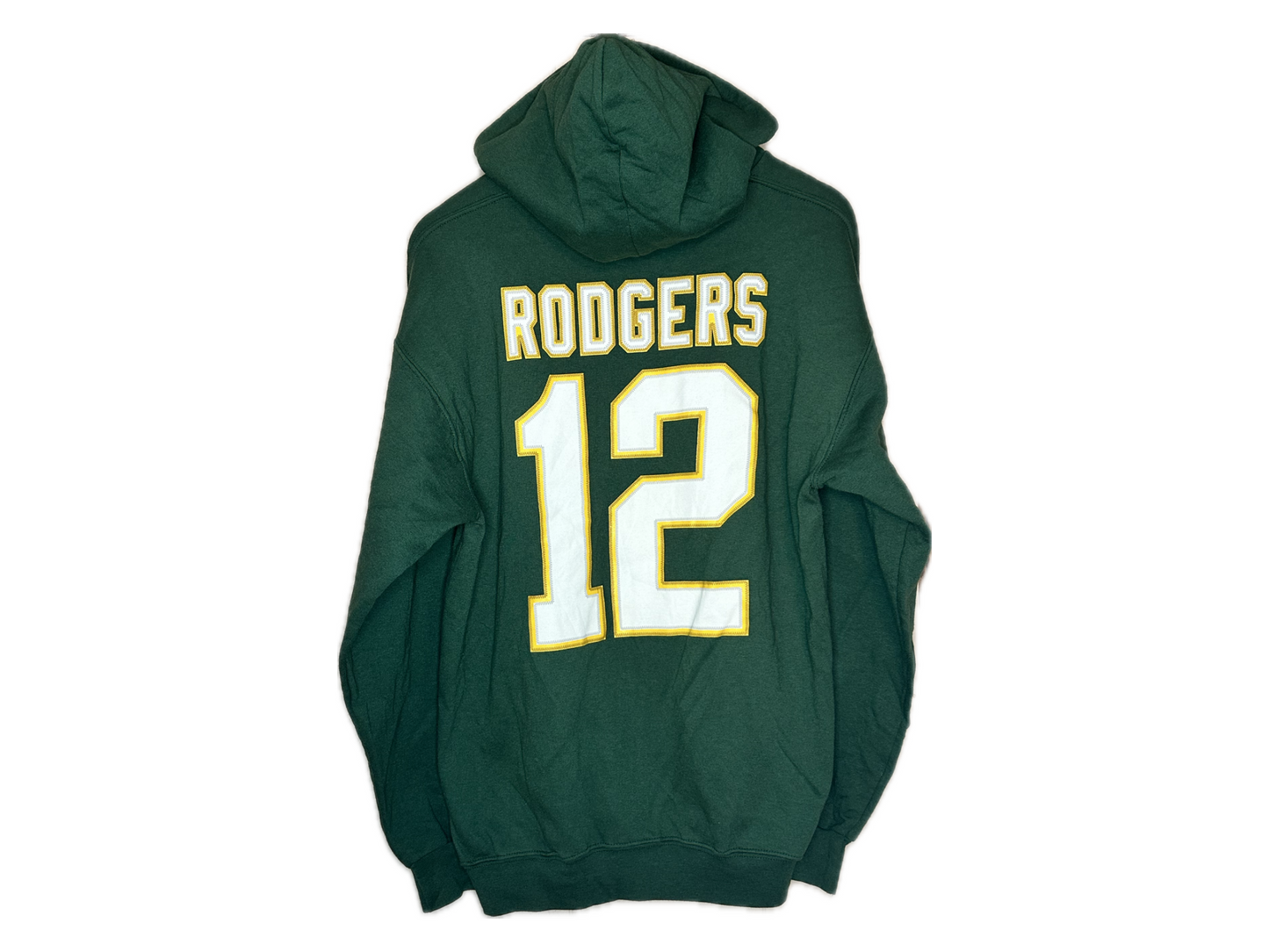 Green Bay #12 Aaron Rodgers Cotton/Polyester Mens Hoodie
