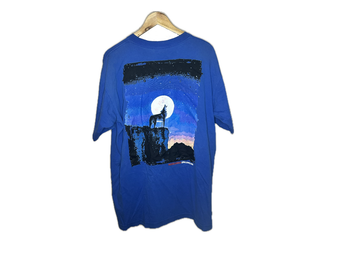 Marlboro Unlimited "Wolf Howling at Moon" Cotton Mens Pocket T-Shirt