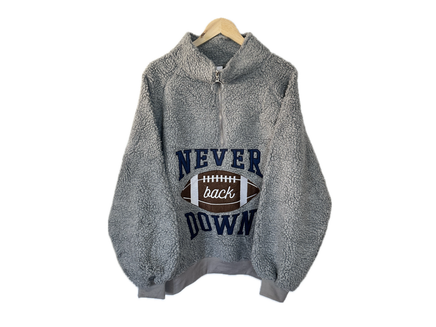 "Never Back Down"" Mens Football 1/4 Zip Fleece Jacket