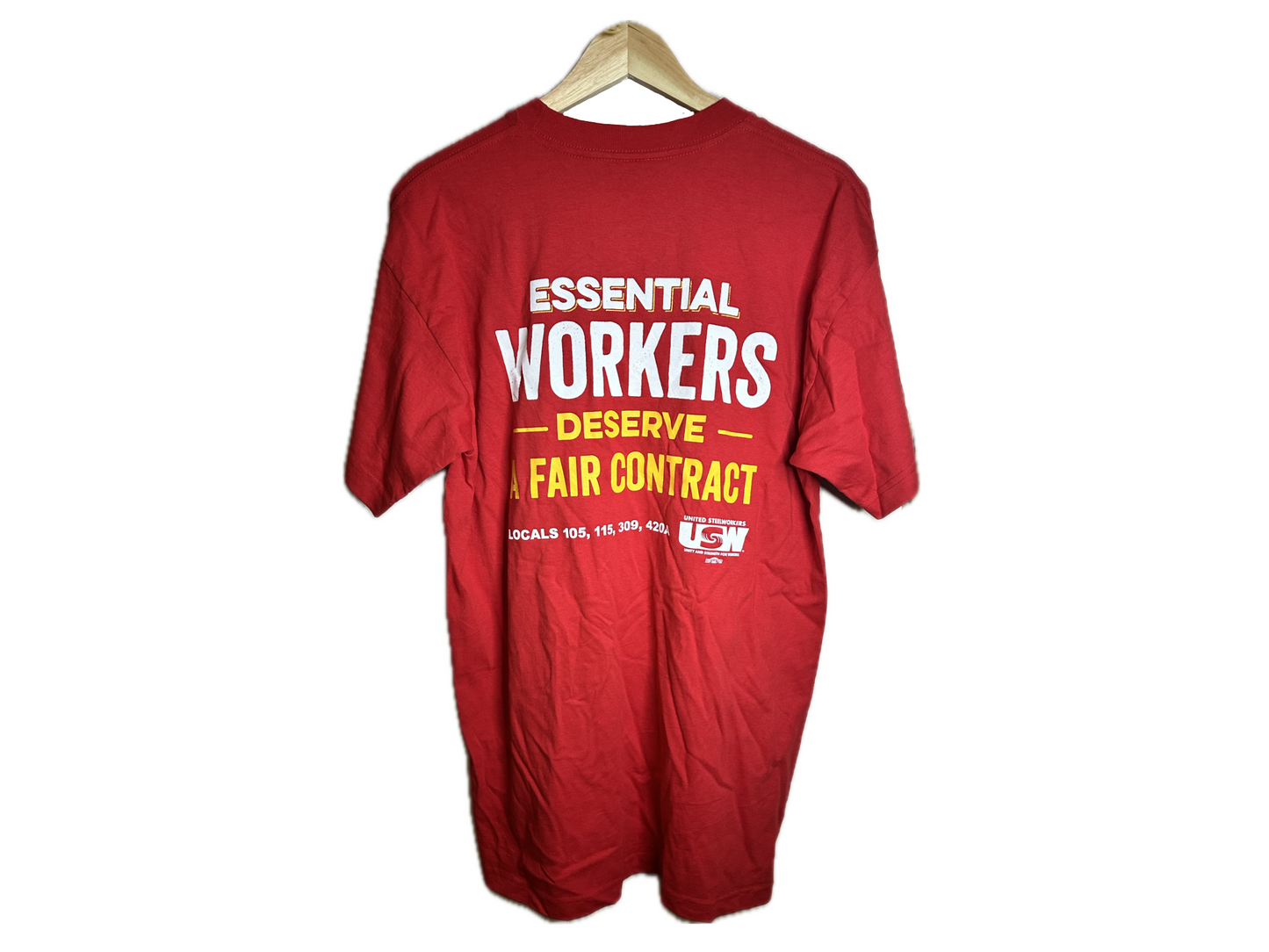 Bayside Heavyweight United Steelworkers "Essential Workers Deserve a Fair Contract” Cotton Mens T-Shirt
