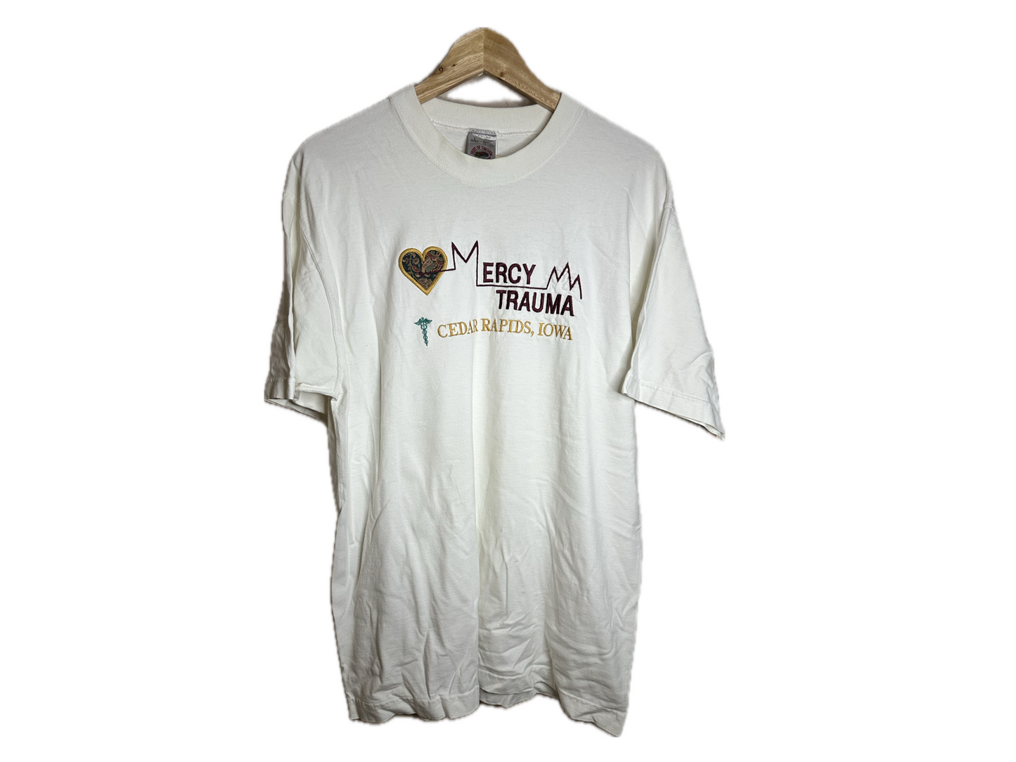 Fruit of The Loom Heavy "Mercy Trauma" Supercotton Embroidered Mens T-Shirt