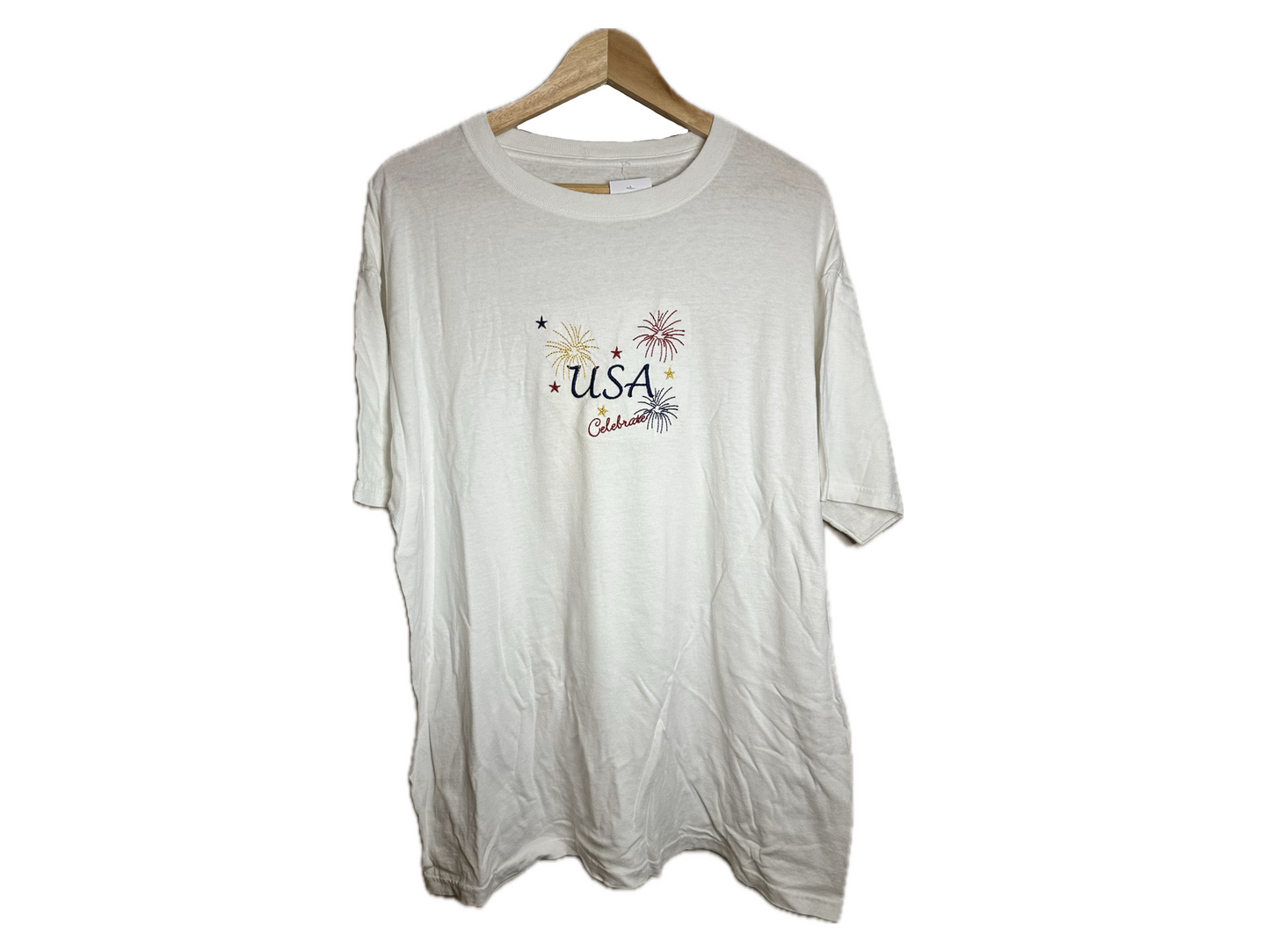 No Brand "USA Celebrate" Fireworks Cotton Mens T-Shirt