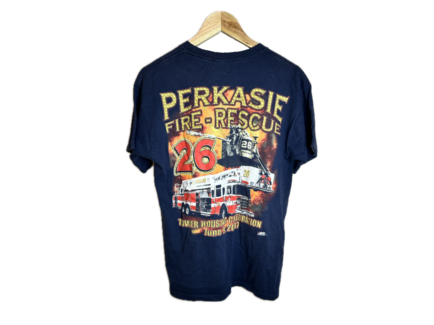 Gildan "Perkasie Fire-Rescue Tower Housing Celebration 2007" Cotton Mens T-Shirt