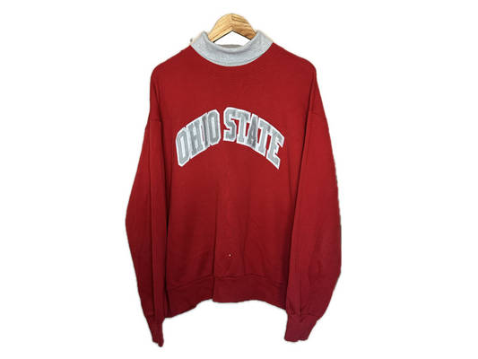Majestic Ohio State Embroidered Cotton Mens Roll-neck Sweatshirt