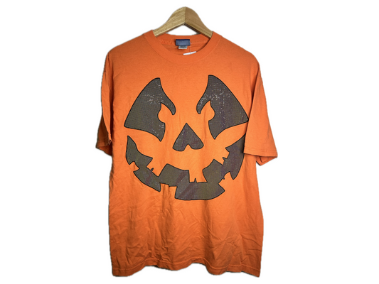 Halloween Jack 'O' Lantern Rubbery Print Cotton Mens T-Shirt