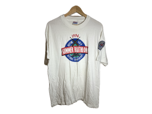 Hanes Beefy Summer Biathlon National Championships 1996 Cotton Mens T-Shirt