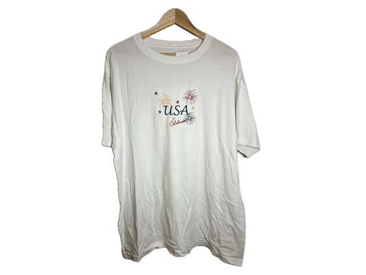No Brand "USA Celebrate" Fireworks Cotton Mens T-Shirt