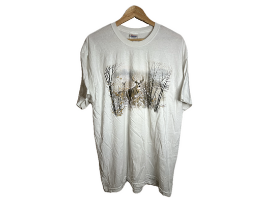 Hanes Heavyweight Buck in The Forest Cotton/Polyester Mens T-Shirt