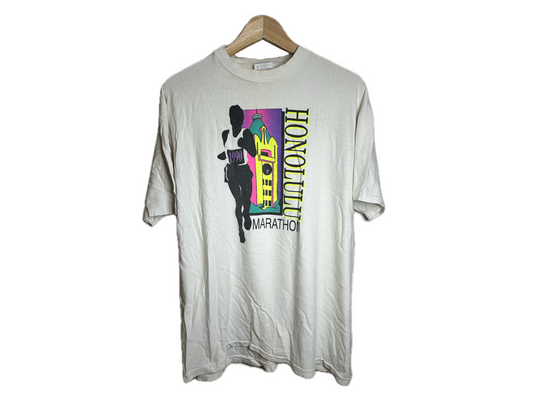 Hanes Beefy Honolulu Marathon 1990 Cotton Mens T-Shirt