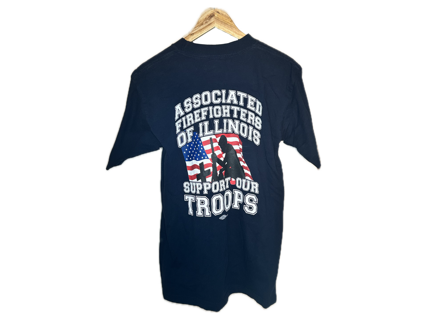 Bayside Heavyweight "Associated Firefighters of Illinois Support Our Troops" Cotton Mens T-Shirt